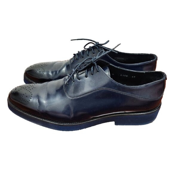 Jared Lang Men’s Wingtip Brogue Oxfords Blue Leather Dress Shoes Size 13US/EU 47 - Picture 6 of 14